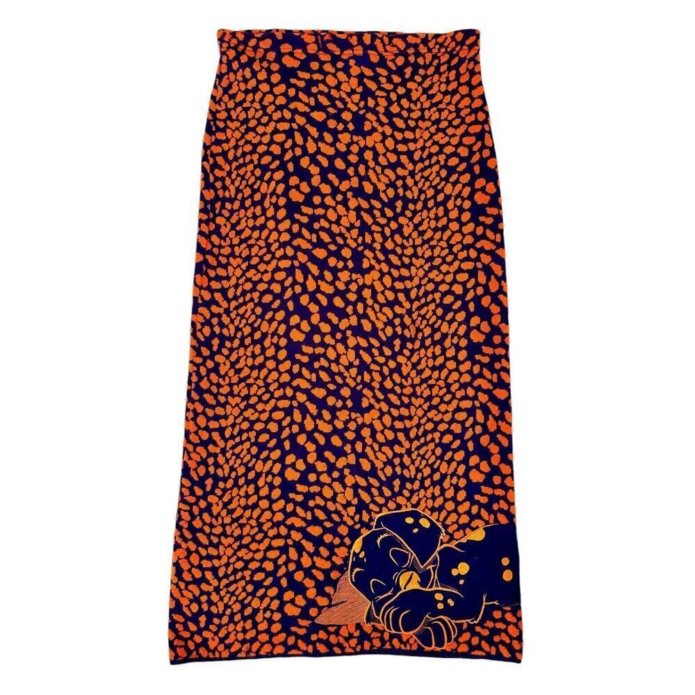 Vtg ICEBERG HISTORY DISNEY 101 Dalmatian Leopard Print Knit Maxi Skirt Size 42 - Picture 2 of 10